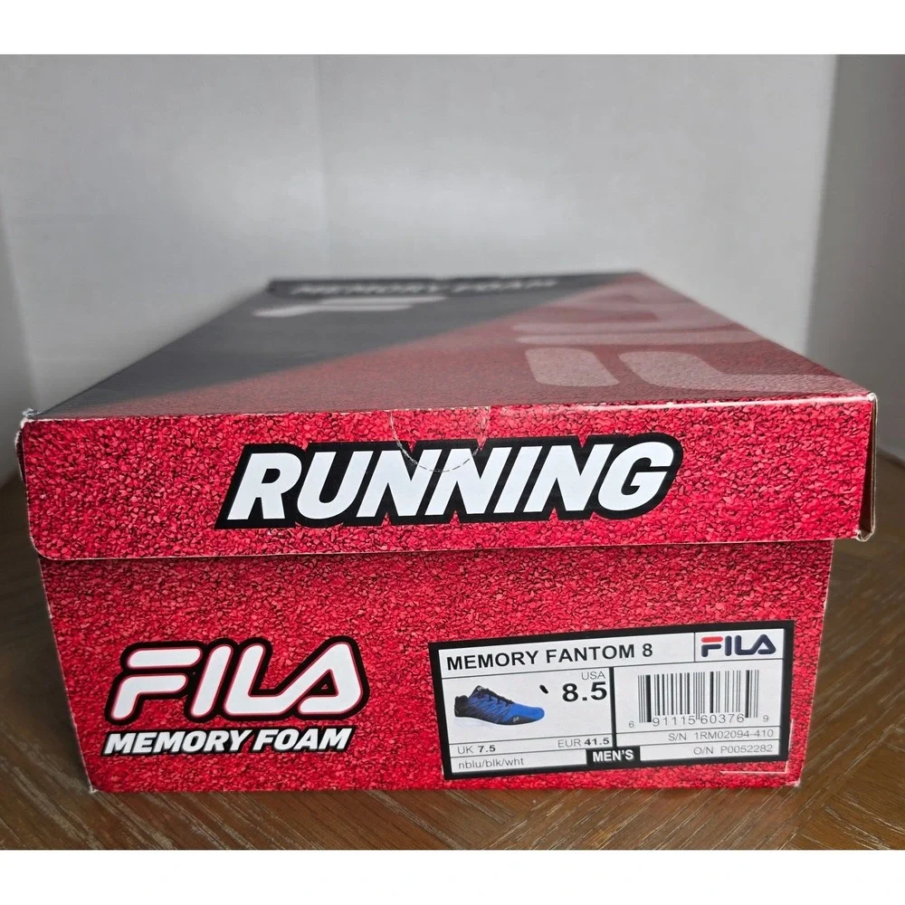 FILA Mens Memory Fantom 8 Running Shoes Blue Black Athletic Sneaker Size 8.5 NWB